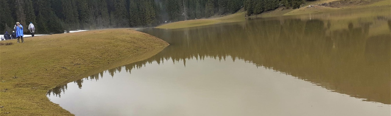 borús táj, ködös tó
