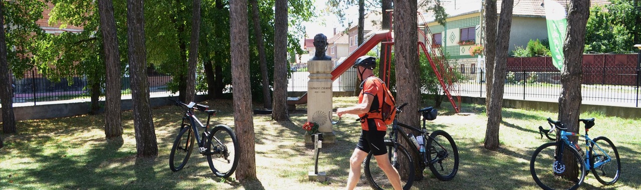 biciklis a fák árnyékában